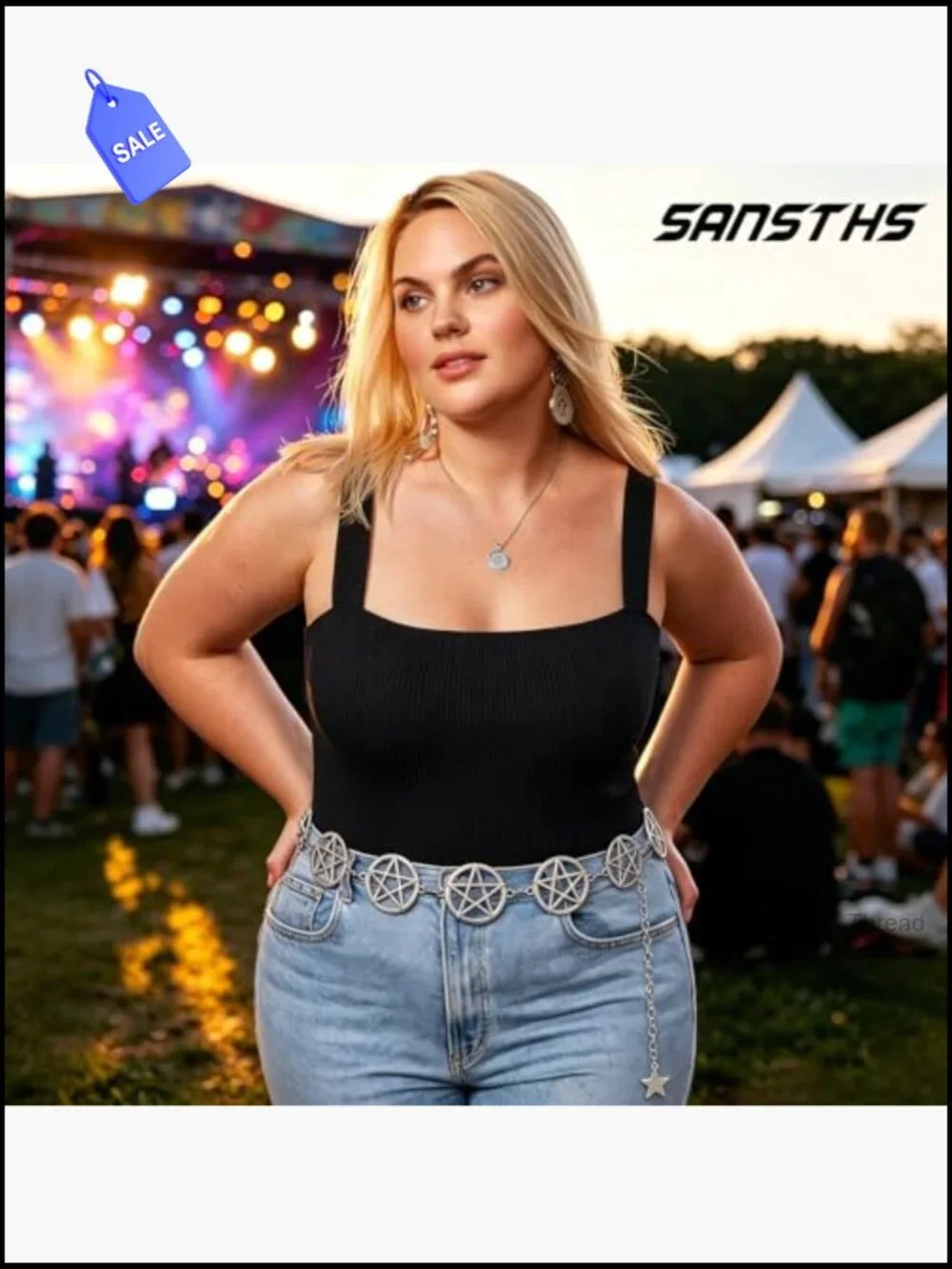 Chunky Chain Belt Adjustable Waist Belt for Dresses Jeans Party
